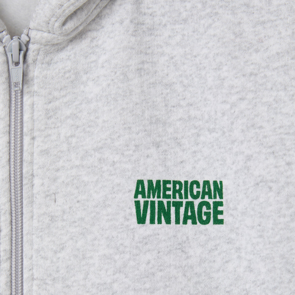American Vintage-Kids Sweat Zippe ML Capuche Gris Chine