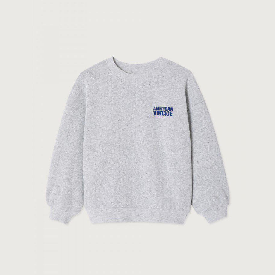 American Vintage-Kids Sweat Mi-Long ML Col Rond Gris Clair Chine