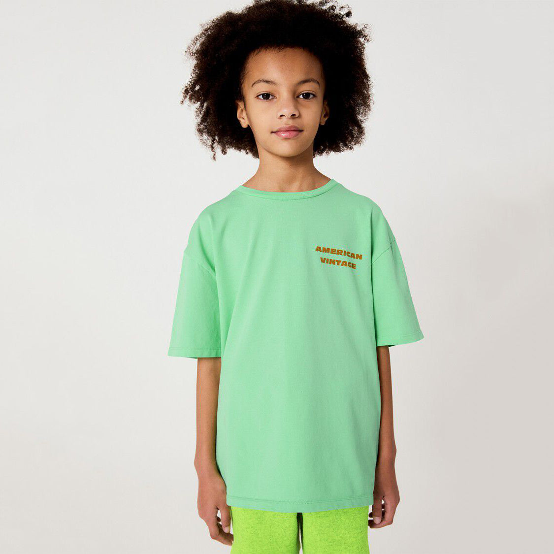 American Vintage-Kids T-Shirt Droit MC Col Rond Imprime Amandier Vintage
