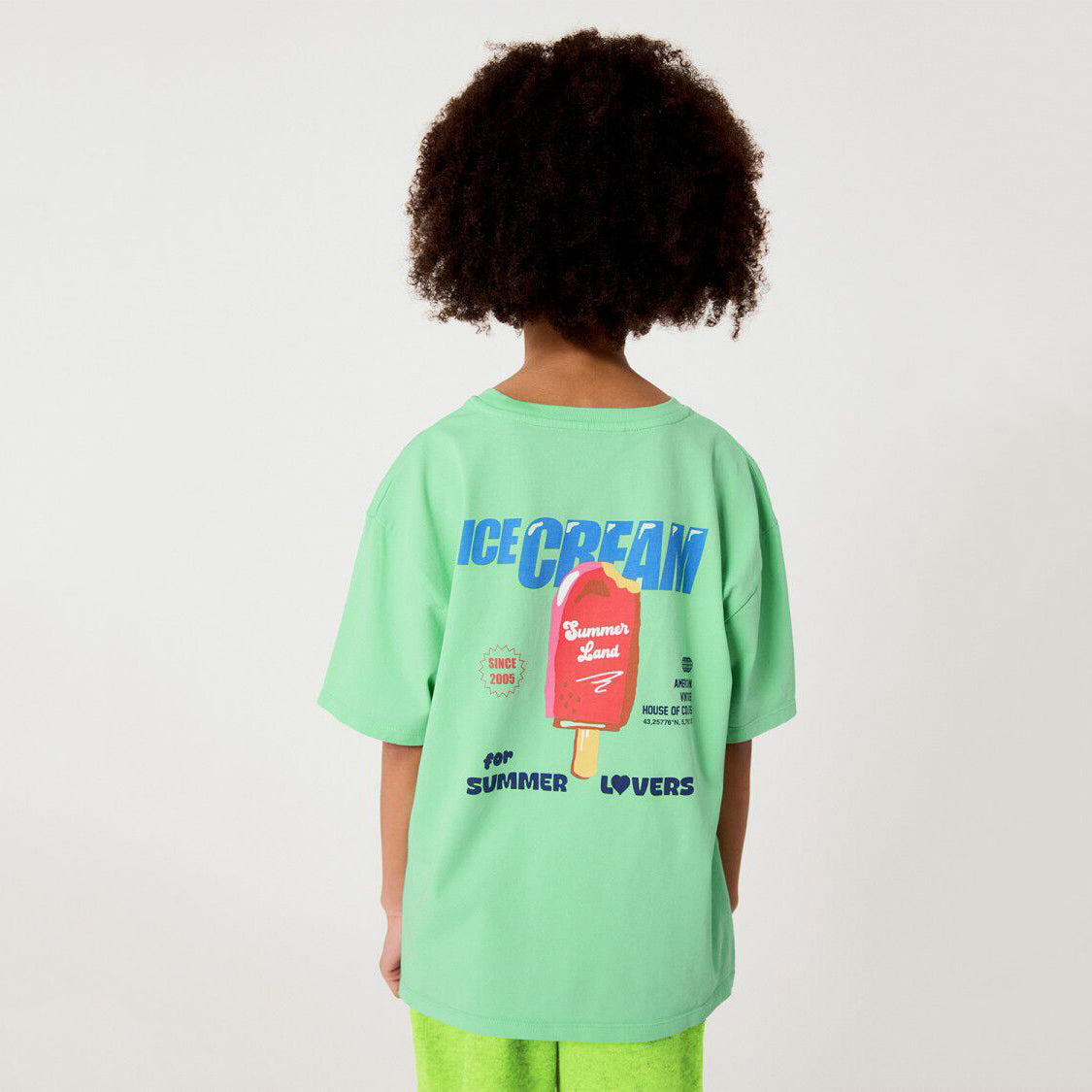 American Vintage-Kids T-Shirt Droit MC Col Rond Imprime Amandier Vintage