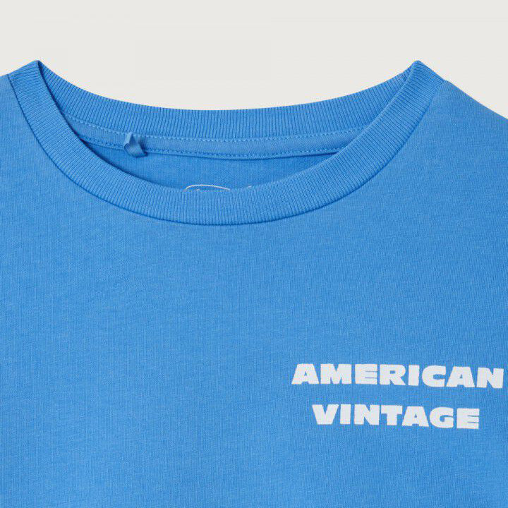 American Vintage-Kids T-Shirt Droit MC Col Rond Imprime Celeste Vintage