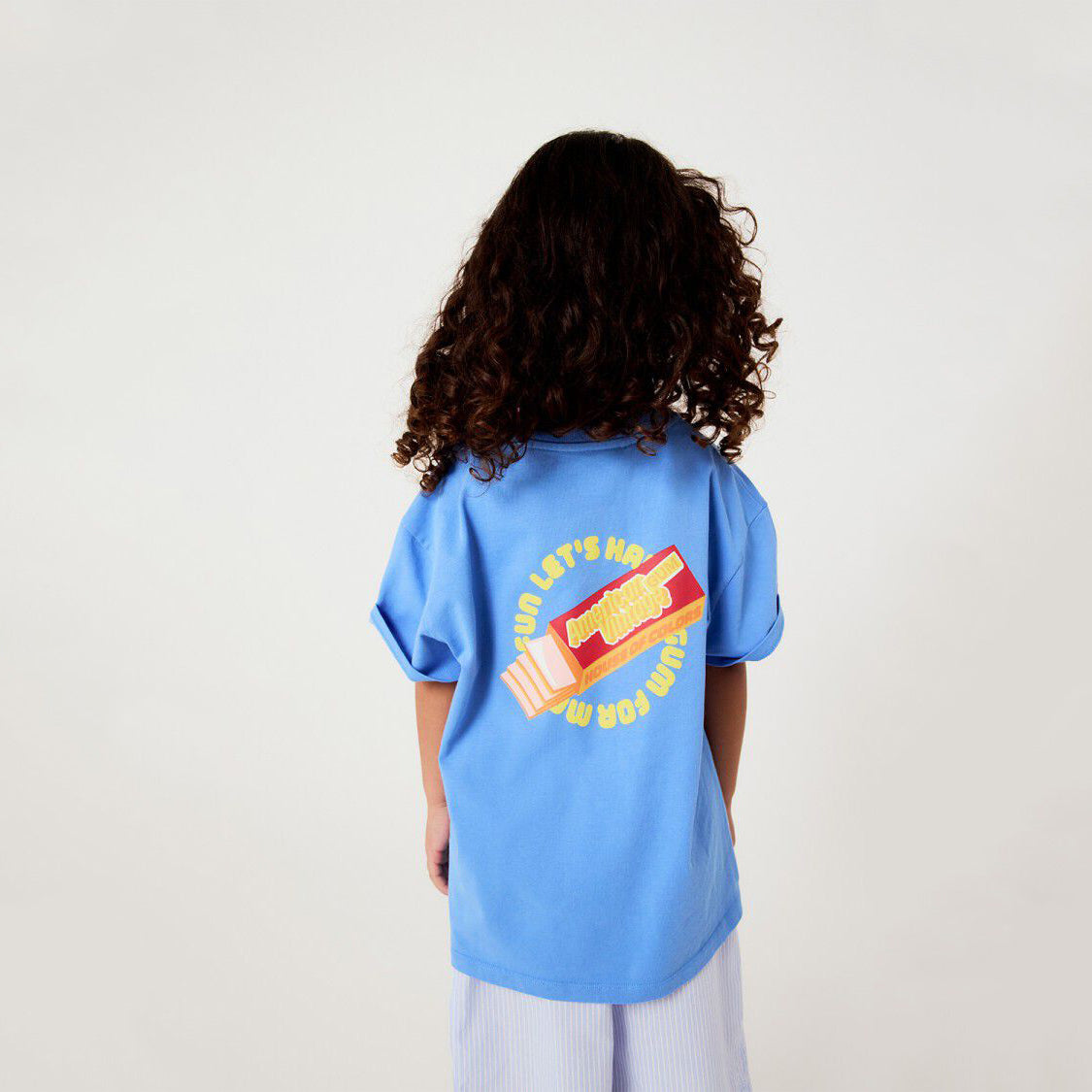 American Vintage-Kids T-Shirt Droit MC Col Rond Imprime Celeste Vintage
