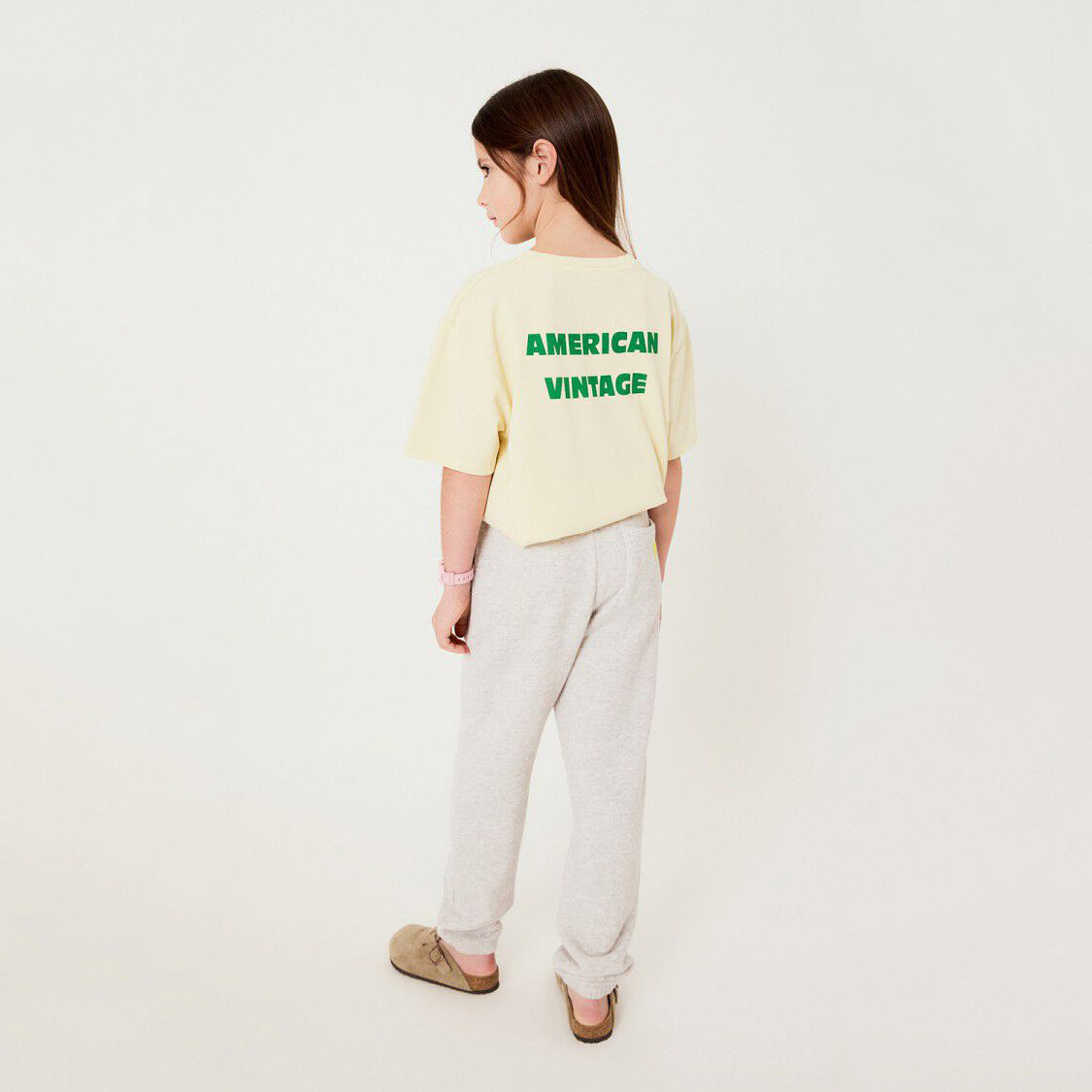 American Vintage-Kids T-Shirt Droit MC Col Rond Imprime Creme Anglaise Vintage