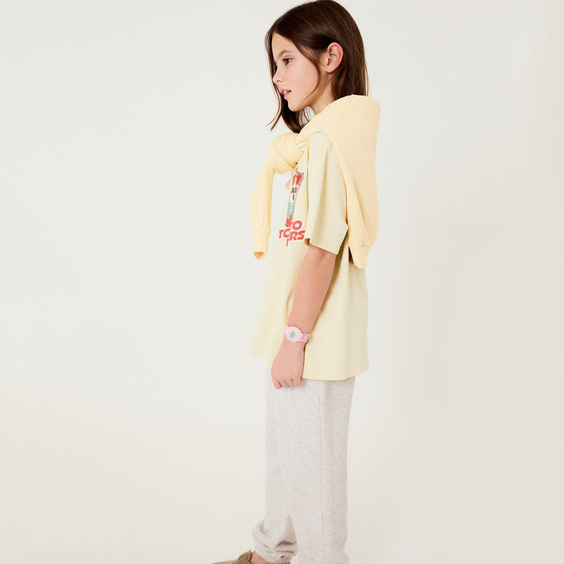 American Vintage-Kids T-Shirt Droit MC Col Rond Imprime Creme Anglaise Vintage