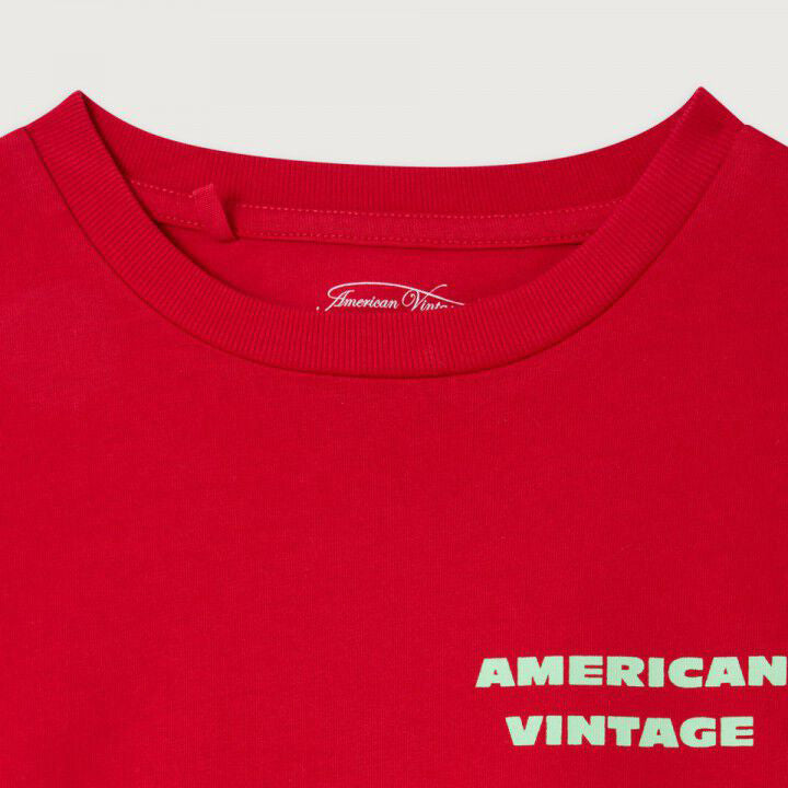 American Vintage-Kids T-Shirt Droit MC Col Rond Imprime Rubis Vintage