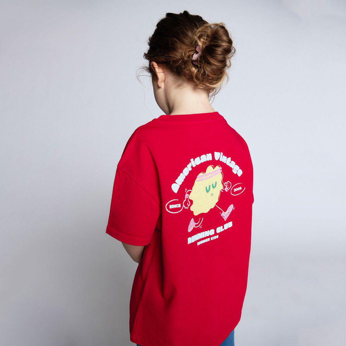 American Vintage-Kids T-Shirt Droit MC Col Rond Imprime Rubis Vintage