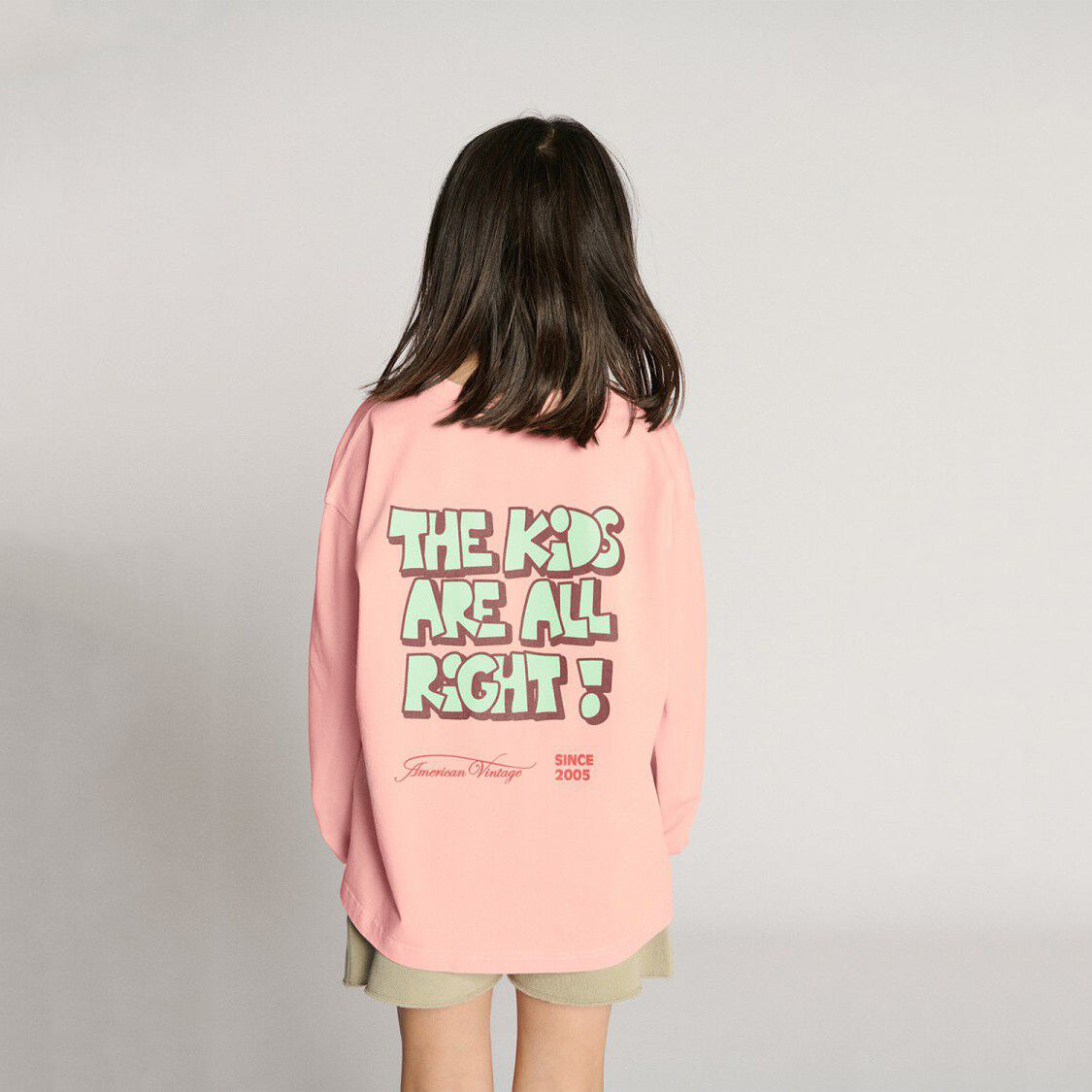 American Vintage-Kids T-Shirt Droit ML Col Rond Imprime Sorbet Vintage
