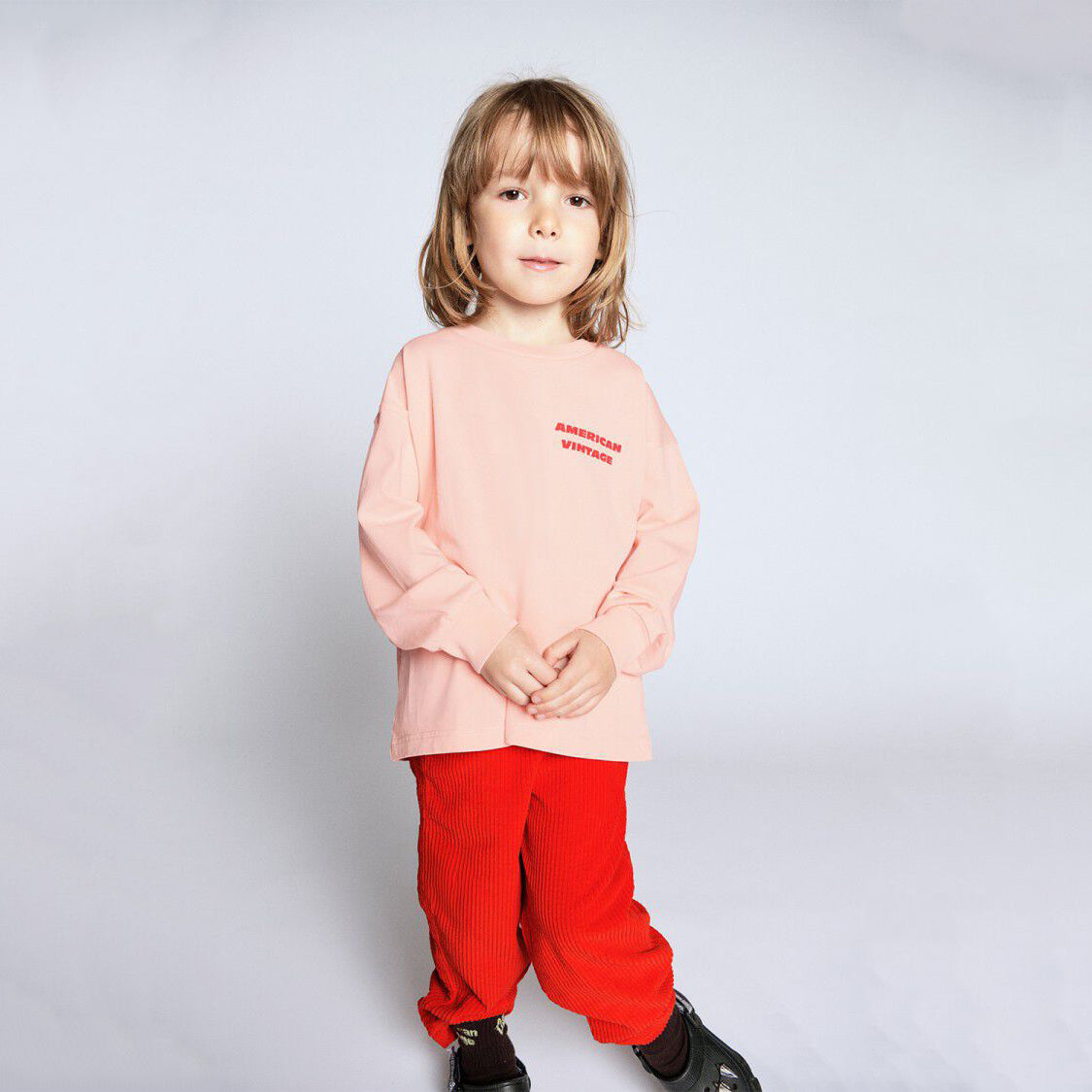 American Vintage-Kids T-Shirt Droit ML Col Rond Imprime Sorbet Vintage