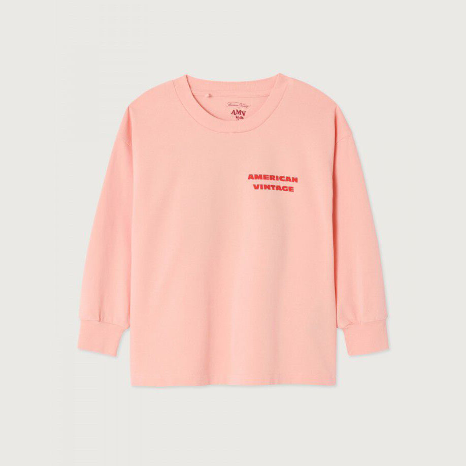 American Vintage-Kids T-Shirt Droit ML Col Rond Imprime Sorbet Vintage