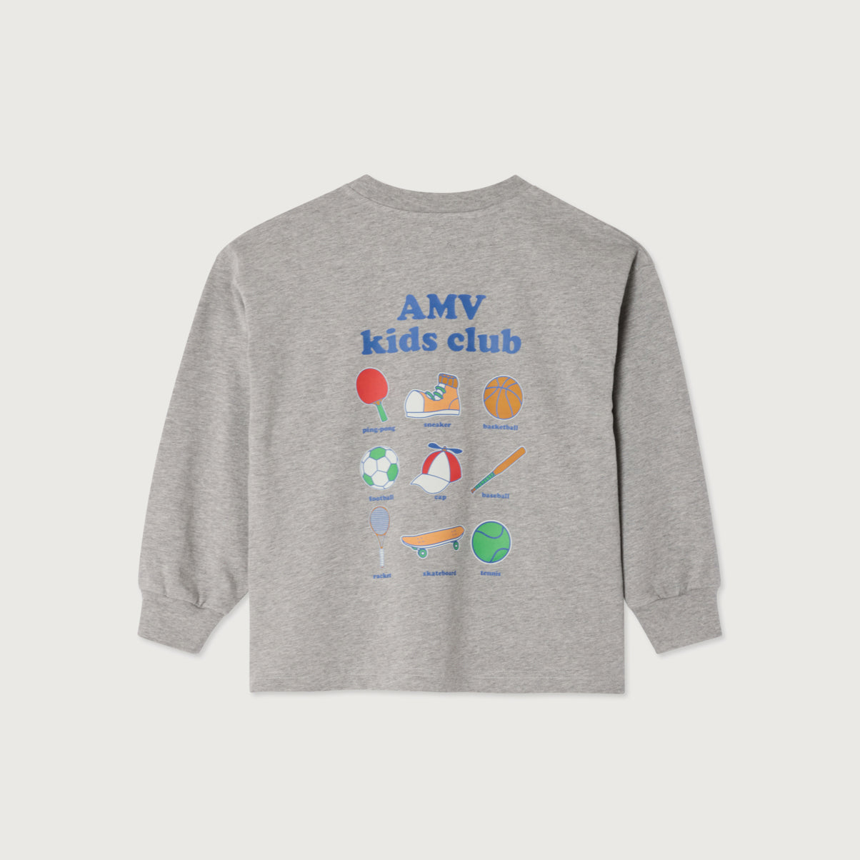 American Vintage-Long Sleeved Round Neck Straight Printed T-Shirt Grey Chine