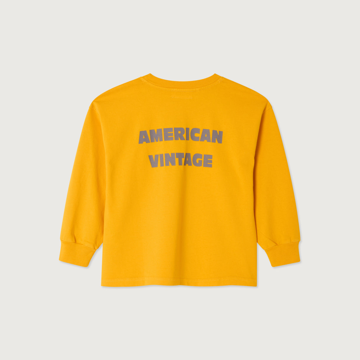 American Vintage-Long-Sleeved Round Neck Straight Printed T-Shirt Lumi