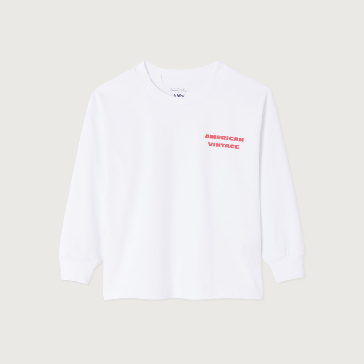 American Vintage-Kids T-Shirt Droit ML Col Rond Imprime Blanc