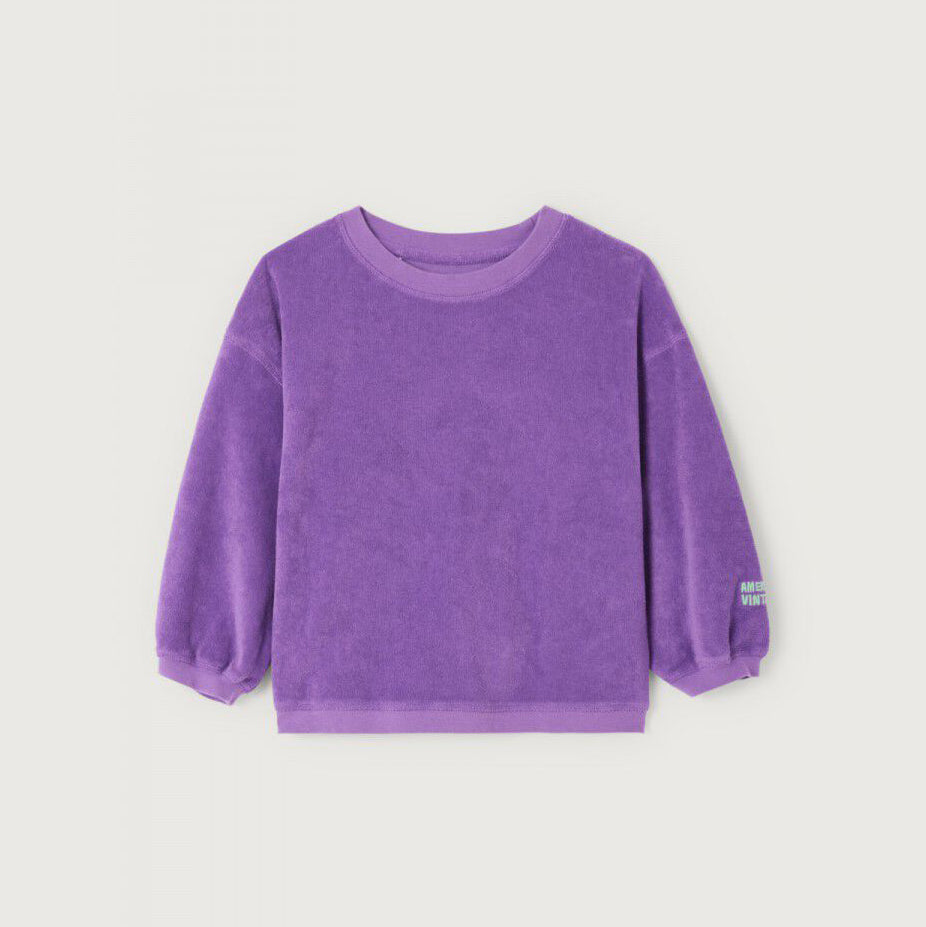 American Vintage-Kids Sweat ML Col Rond Purple