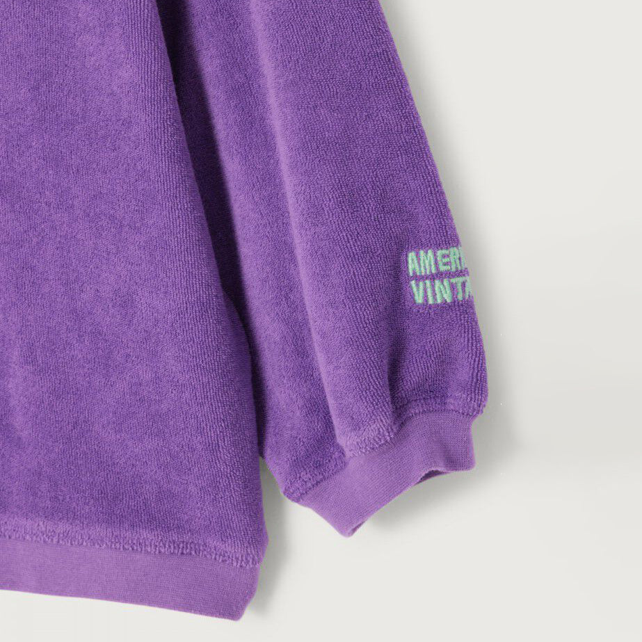 American Vintage-Kids Sweat ML Col Rond Purple