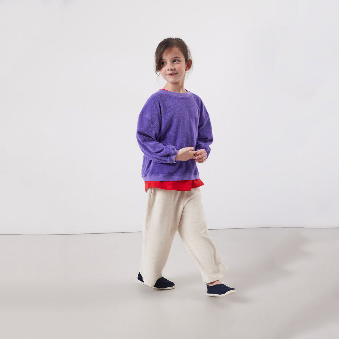 American Vintage-Kids Sweat ML Col Rond Purple
