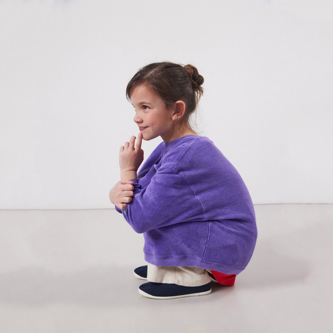 American Vintage-Kids Sweat ML Col Rond Purple