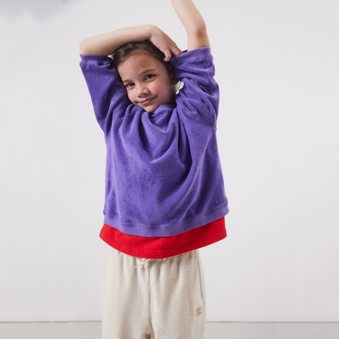 American Vintage-Kids Sweat ML Col Rond Purple