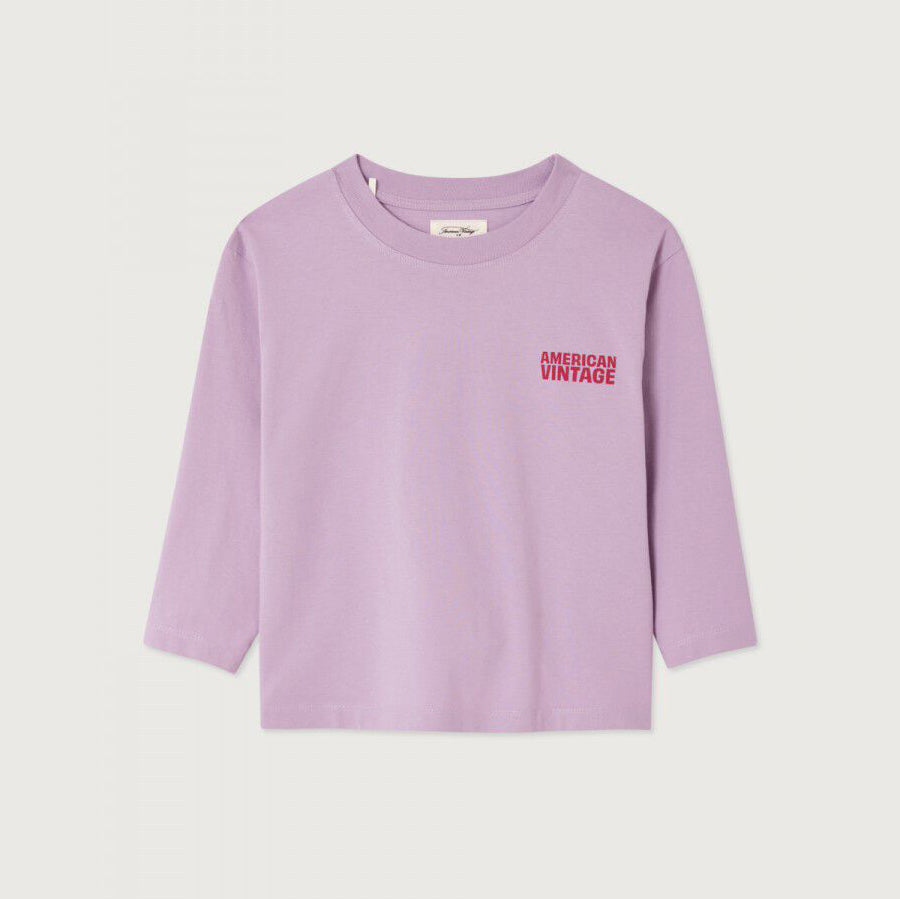 American Vintage-Kids T-Shirt Ample ML Col Rond Lilas Pastel