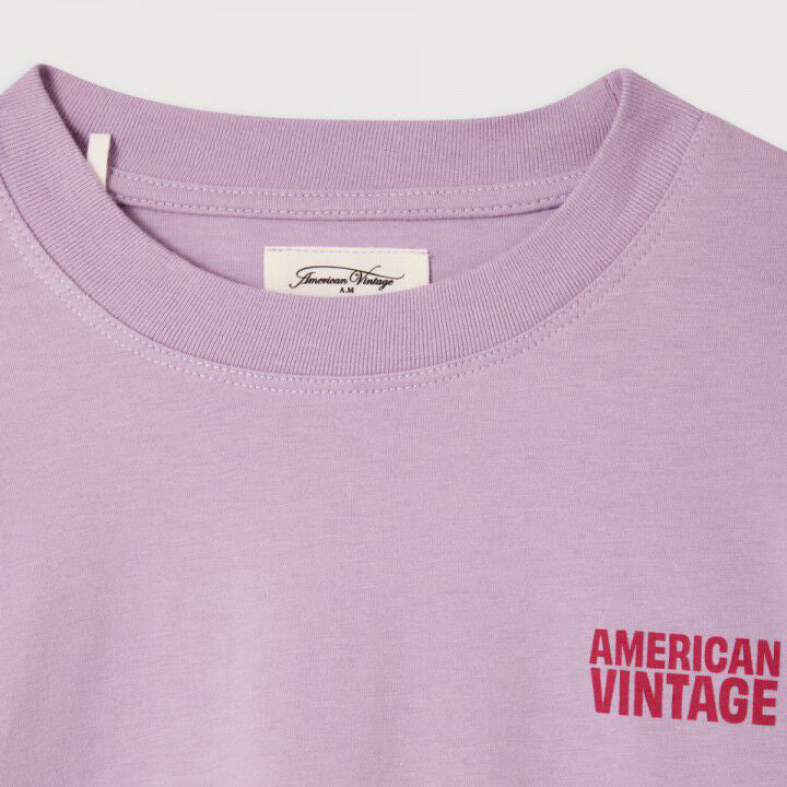 American Vintage-Kids T-Shirt Ample ML Col Rond Lilas Pastel