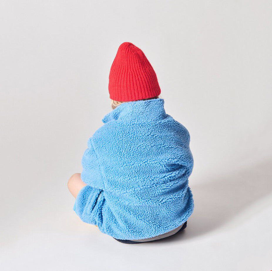 American Vintage-Long Sleeved Loose Fit Short Zipped Jacket Celeste