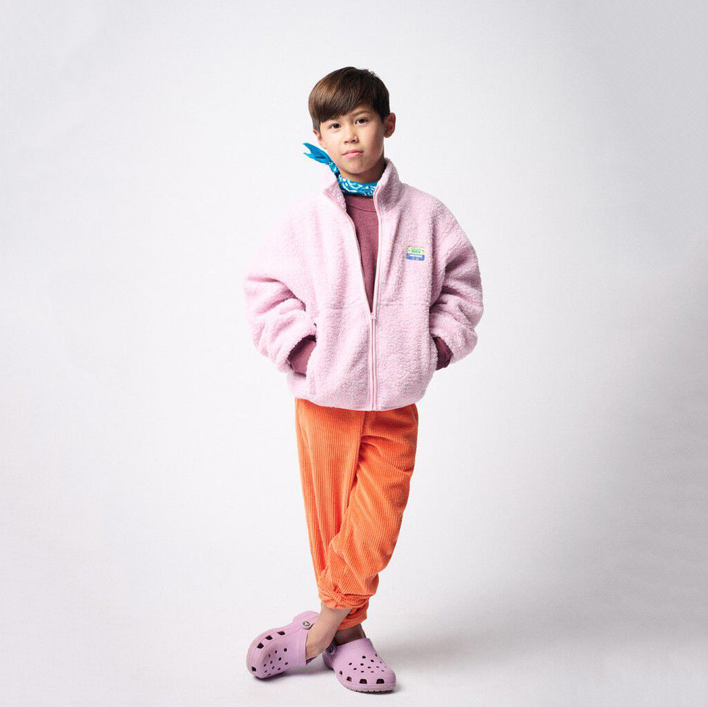 American Vintage-Long Sleeved Loose Fit Short Zipped Jacket Dragee Chine