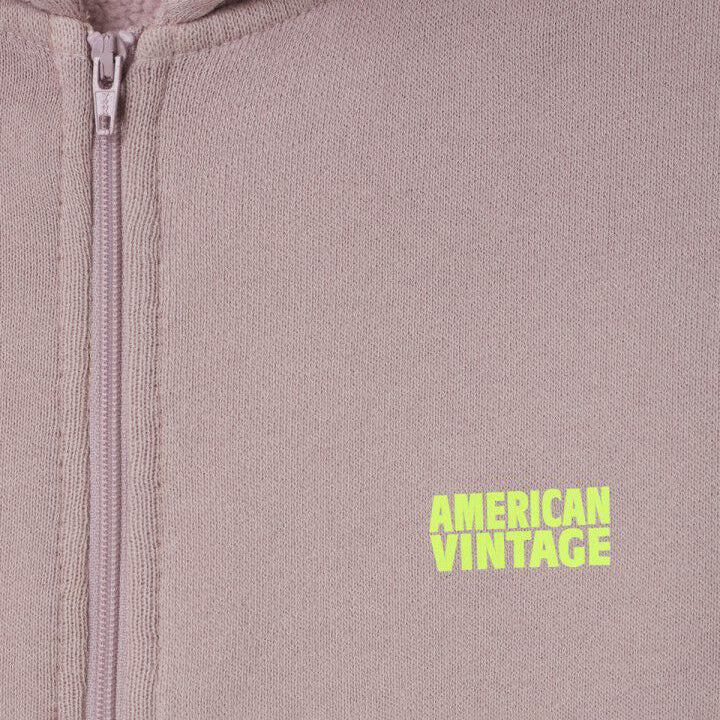American Vintage-Kids Sweat Zippe ML Capuche Prunelle Vintage