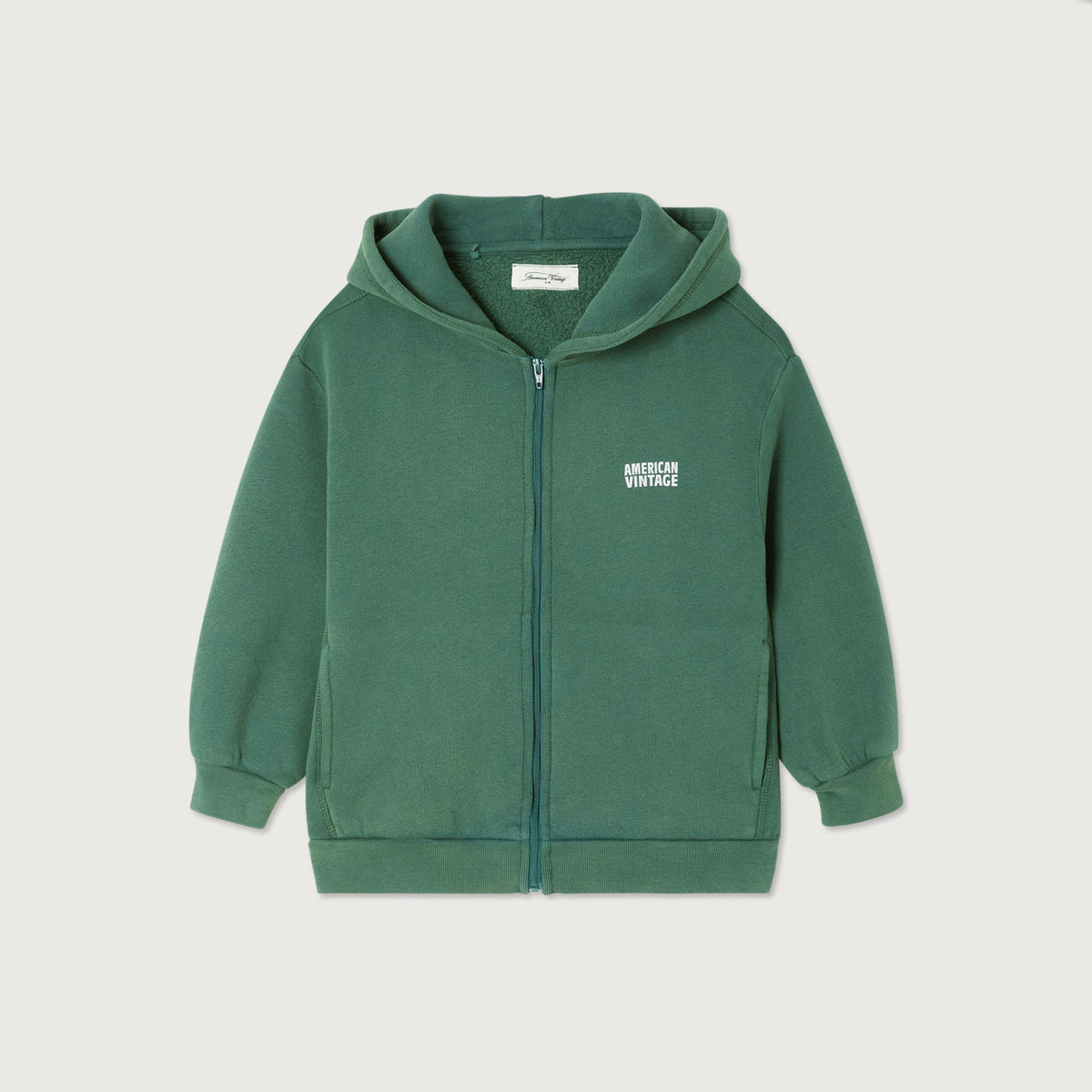 American Vintage-Kids Sweat Zippe ML Capuche Cedre Vintage