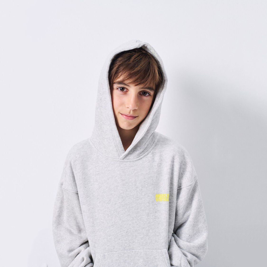 American Vintage-Long Sleeved Hooded Sweatshirt Polaire Chine