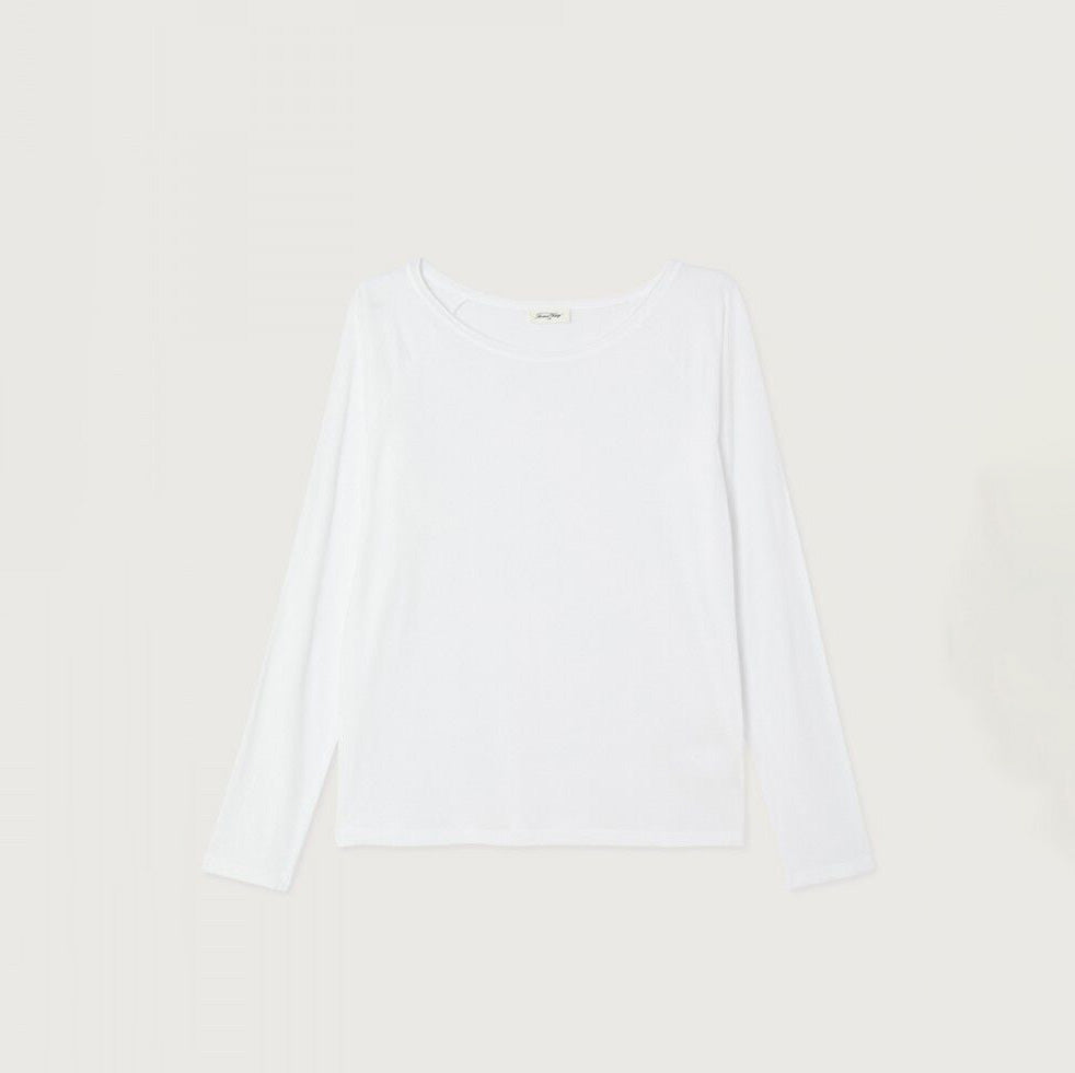 American Vintage-Women T-Shirt Ajuste ML Col Bateau Laloom Blanc