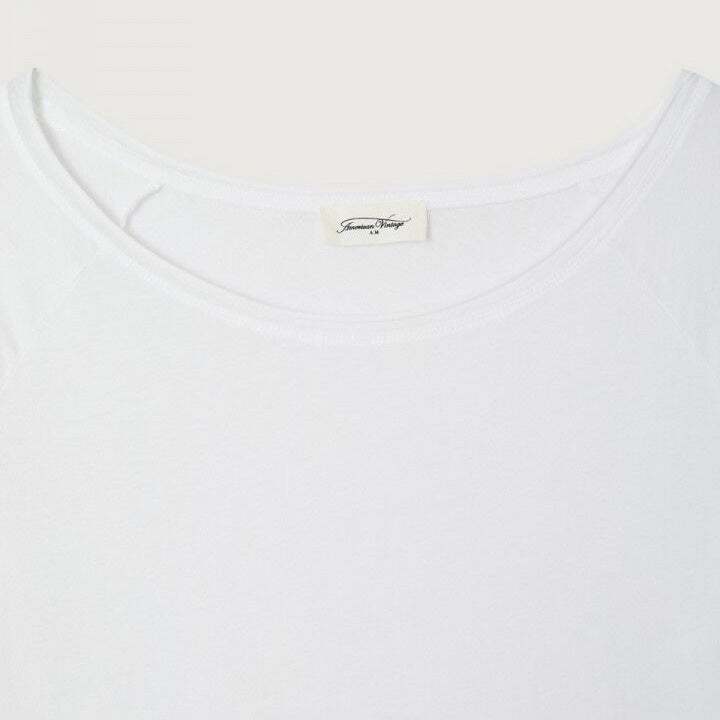 American Vintage-Women T-Shirt Ajuste ML Col Bateau Laloom Blanc