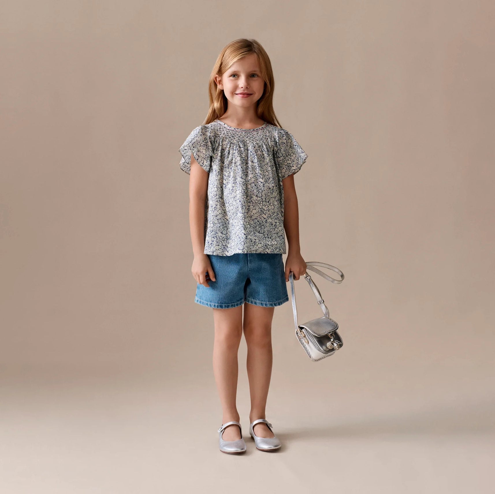 Bonpoint-Milly medium blue shorts in organic cotton