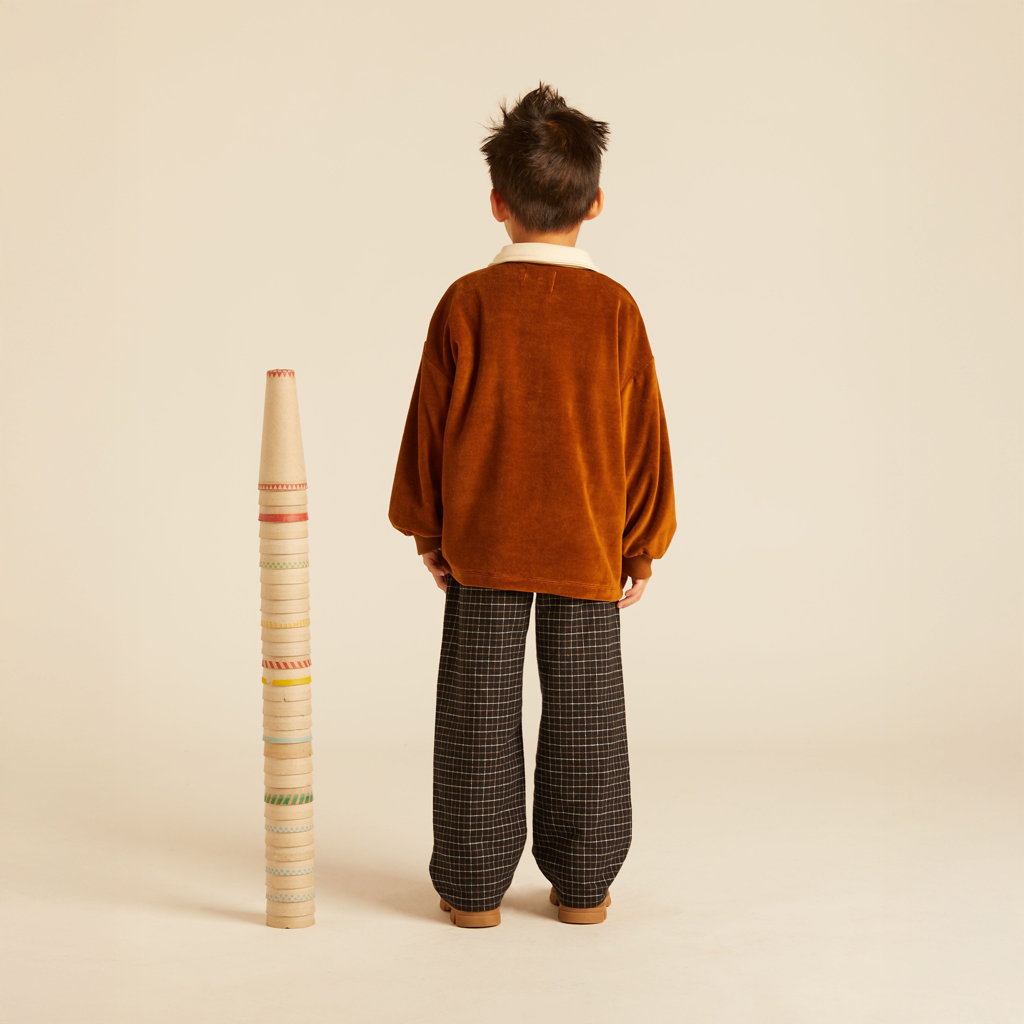Morning Mess Therapy-Franz Polo Sweatshirt Straight Fit Caramel Velvet