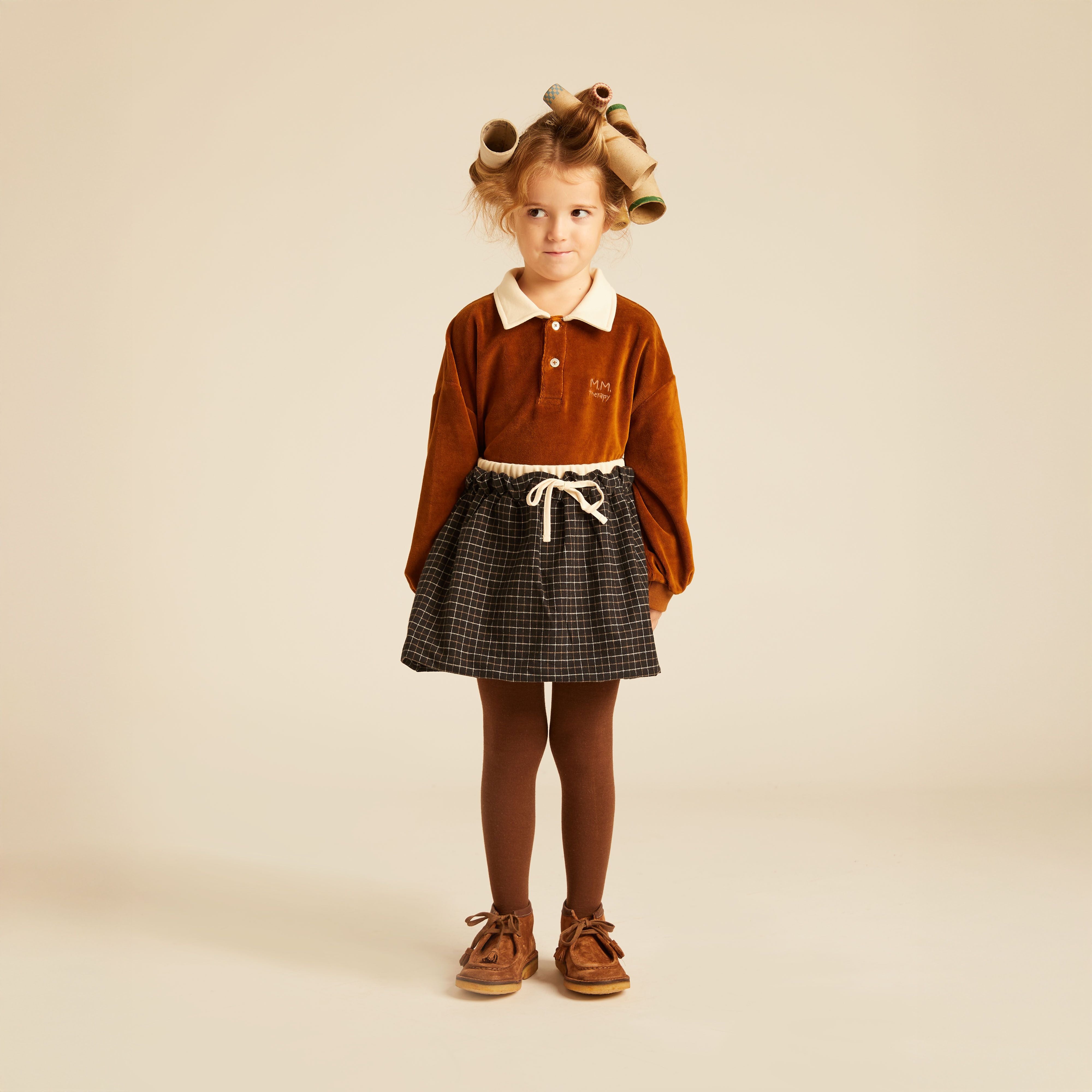 Morning Mess Therapy-Franz Polo Sweatshirt Straight Fit Caramel Velvet