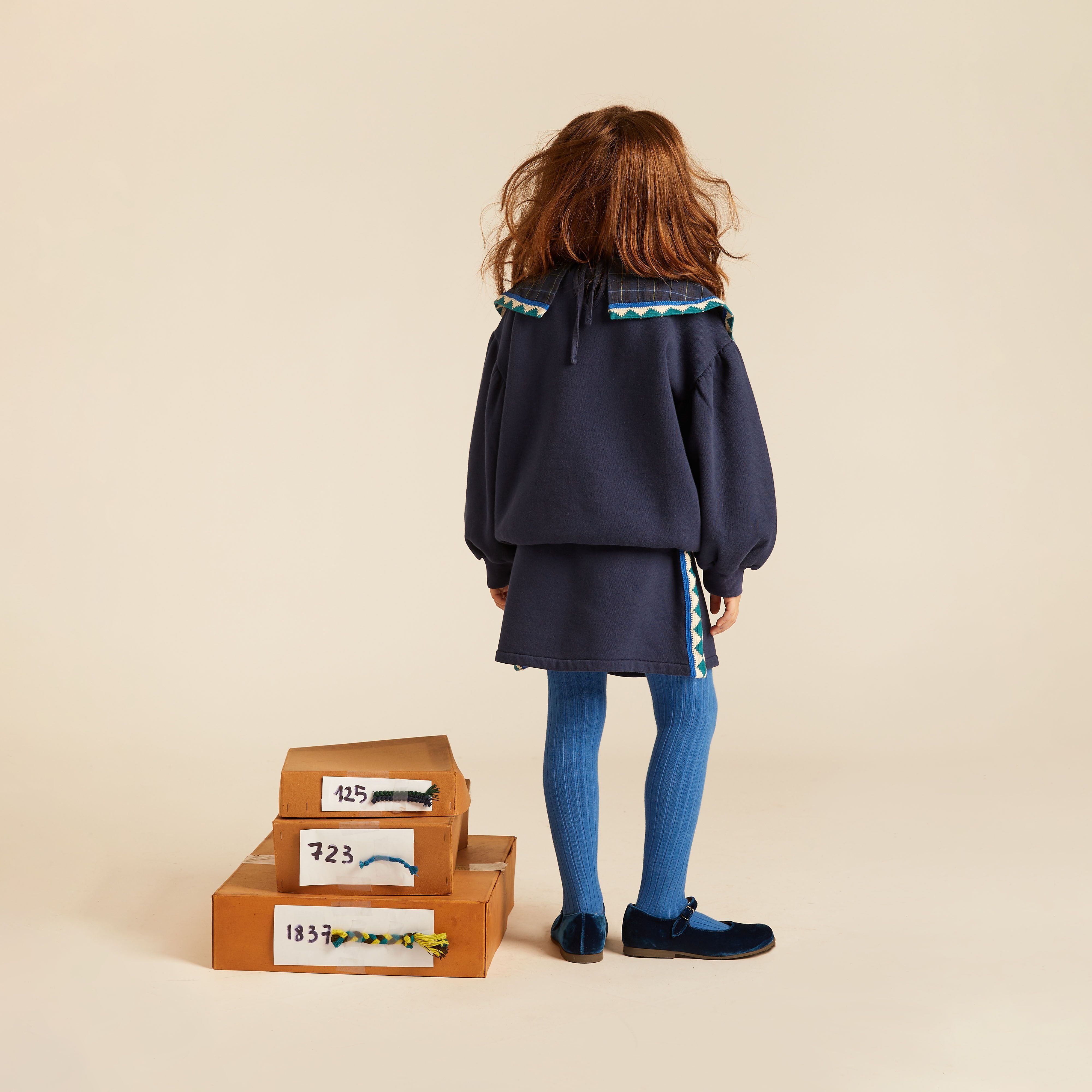 Morning Mess Therapy-Girls Statement Collar Sweatshirt Midnight Blue