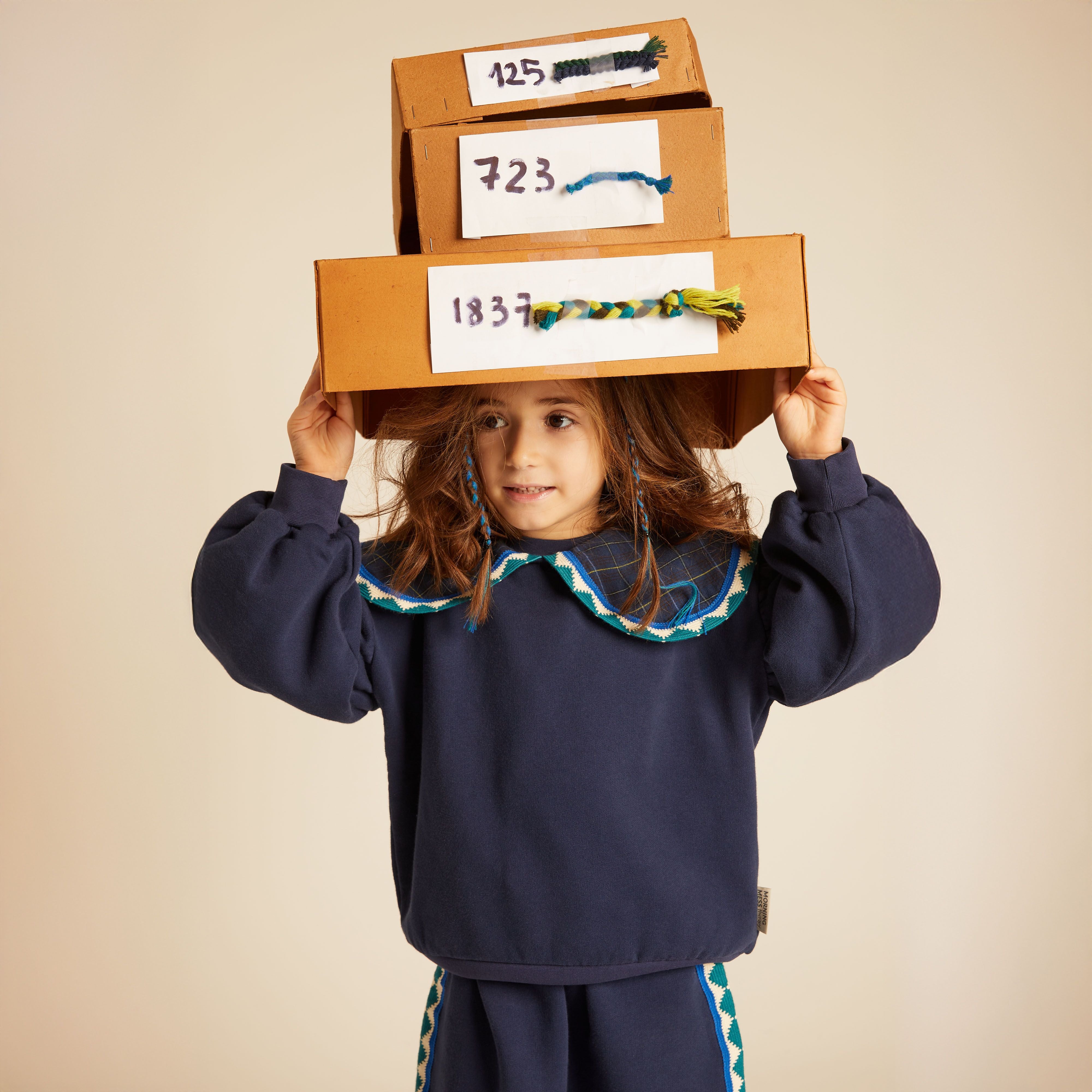 Morning Mess Therapy-Girls Statement Collar Sweatshirt Midnight Blue