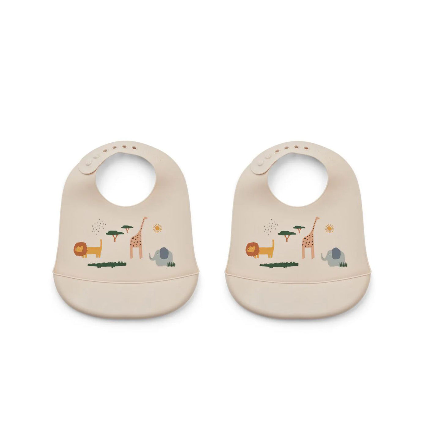 Liewood-Tilda Silicone Bib 2-Pack Safari sandy mix
