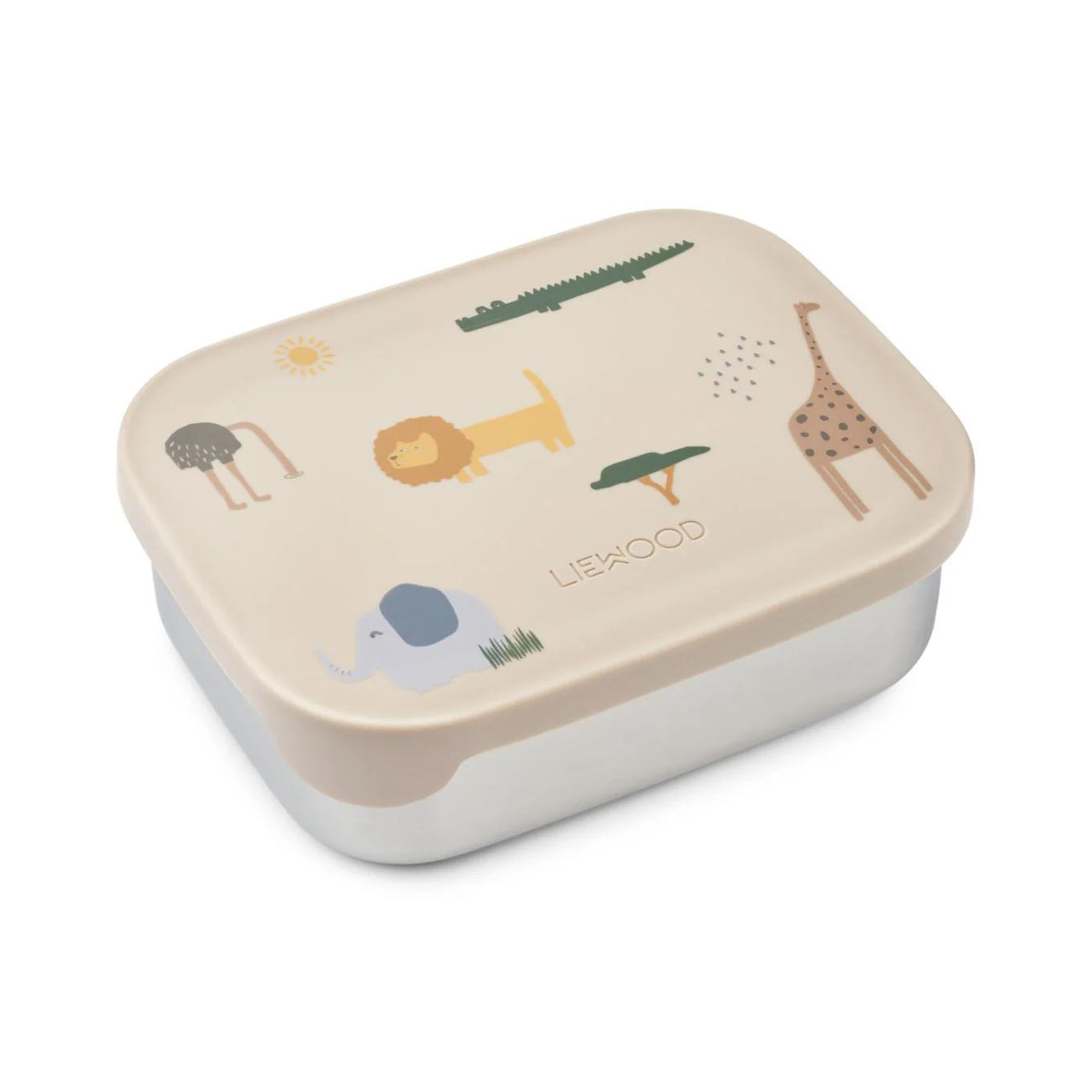 Liewood-Arthur Printed Lunchbox Safari sandy mix (H5.5 x W13.5 x L17cm)