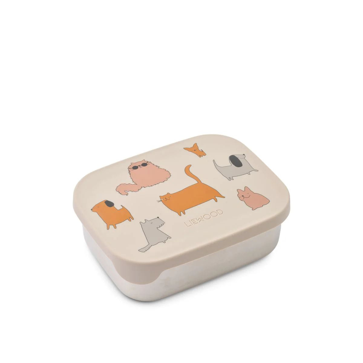 Liewood-Arthur Printed Lunchbox Cats and Dogs/Sandy (H5.5 x W13.5 x L17cm)