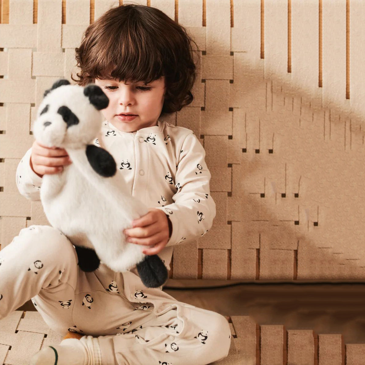 Liewood-Birk Printed Pyjamas Jumpsuit Mini panda / Sandy