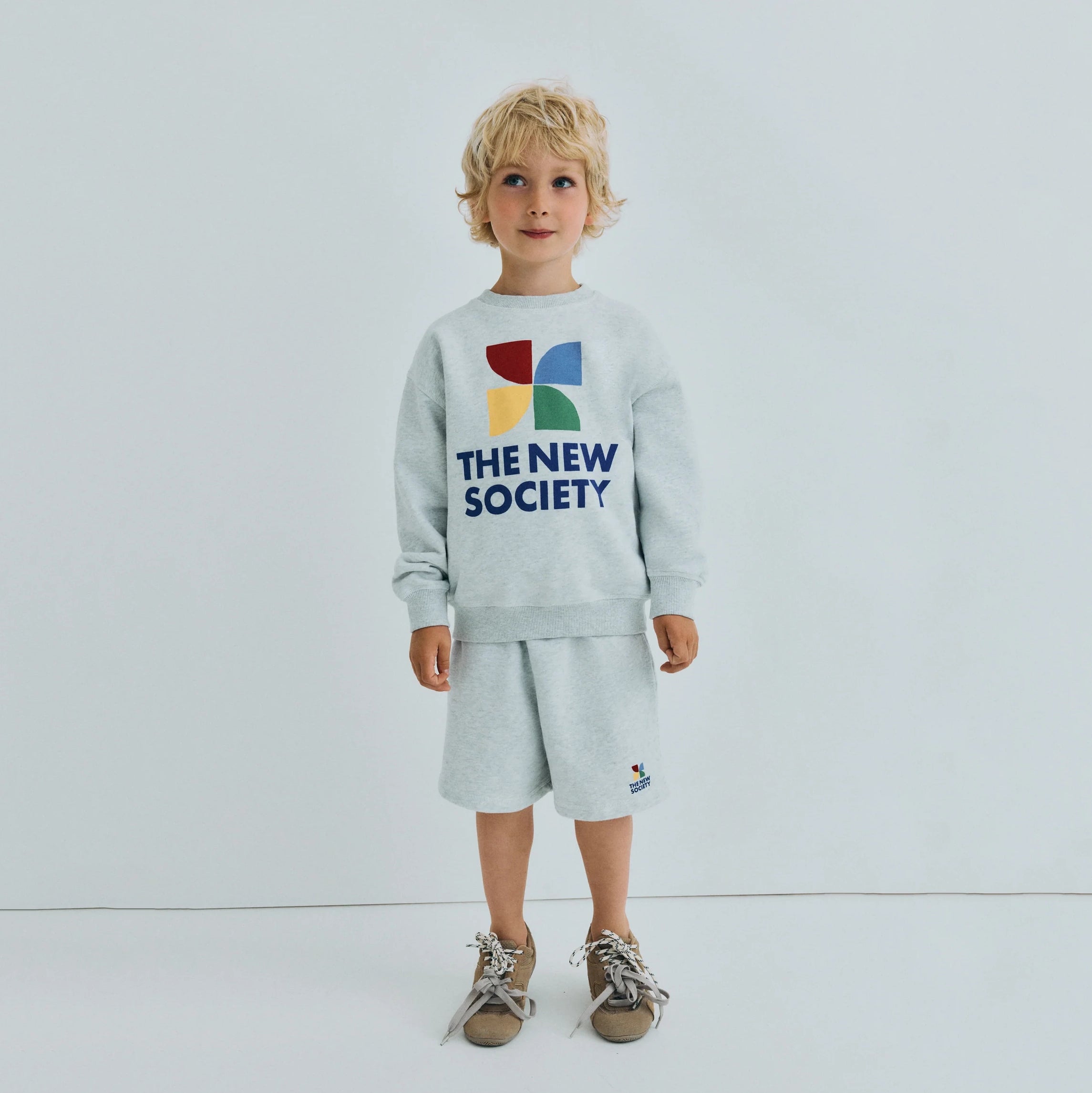 The New Society-TNS Logo Short Light Grey Melange