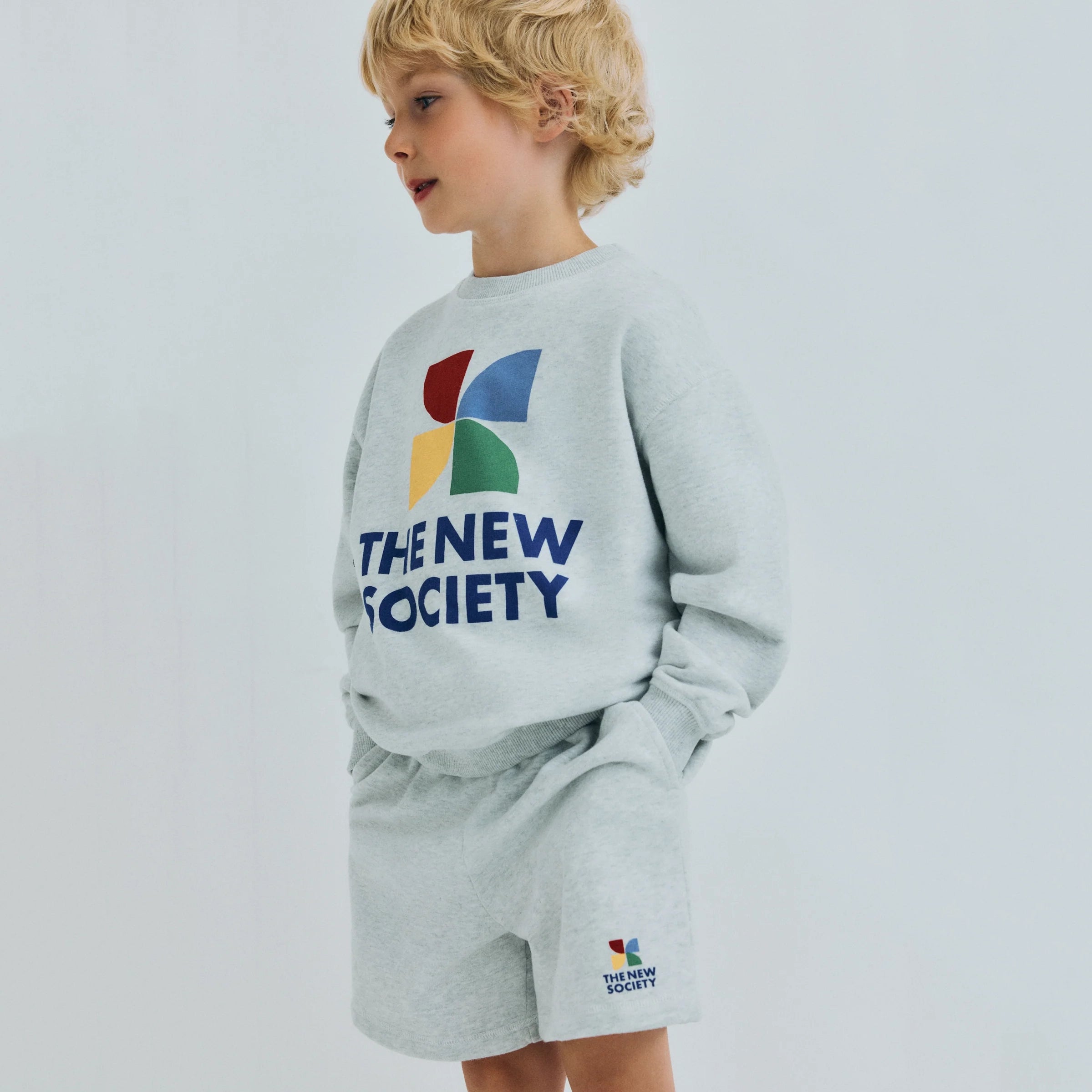 The New Society-TNS Logo Short Light Grey Melange