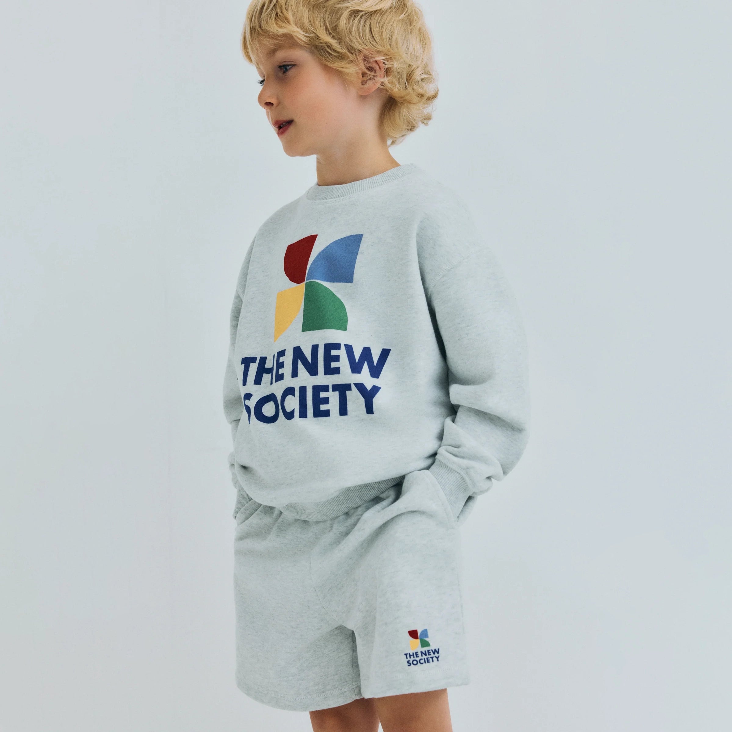 The New Society-TNS Logo Sweatshirt Light Grey Melange