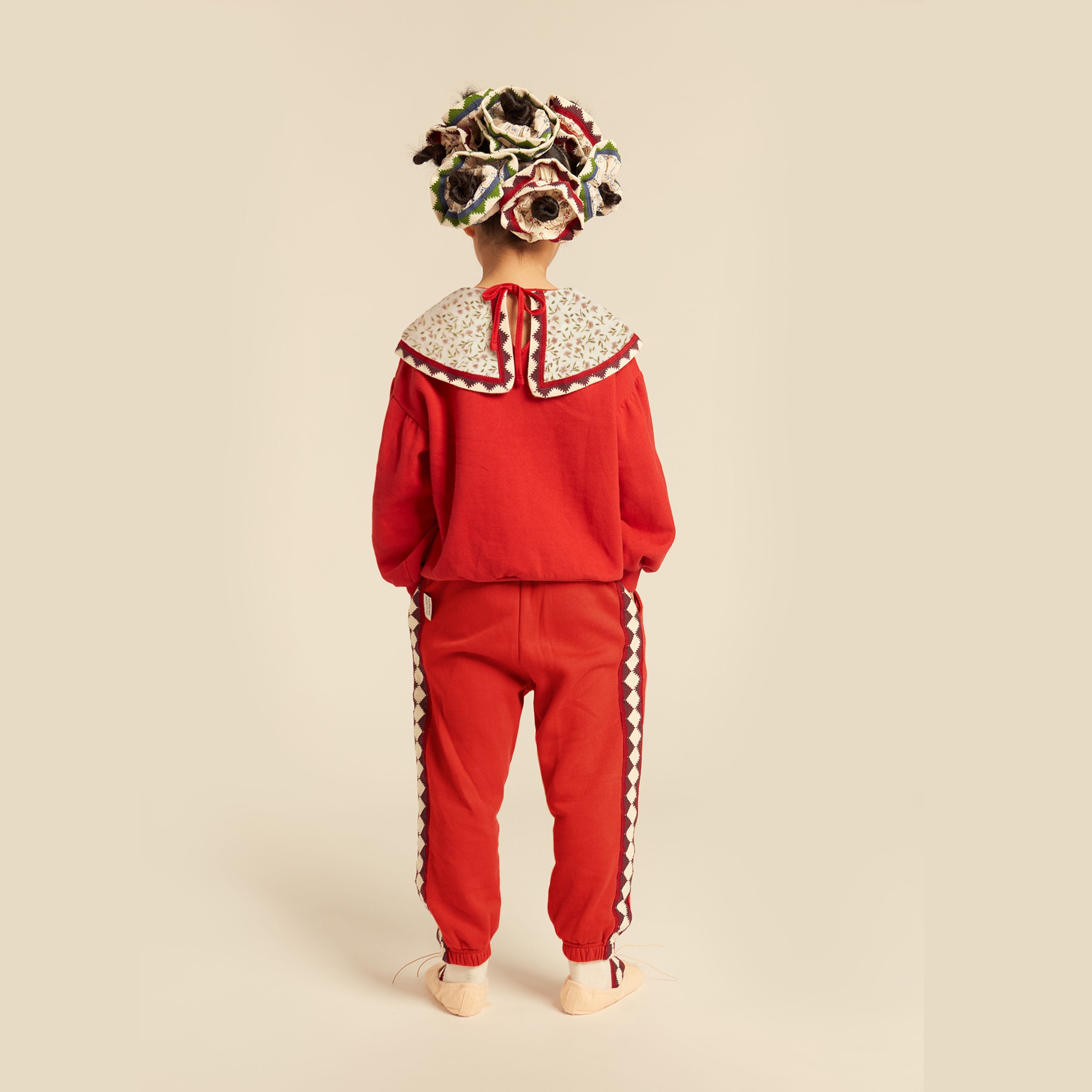 Morning Mess Therapy-Girls Adele Statement Collar Sweatshirt Deep Red