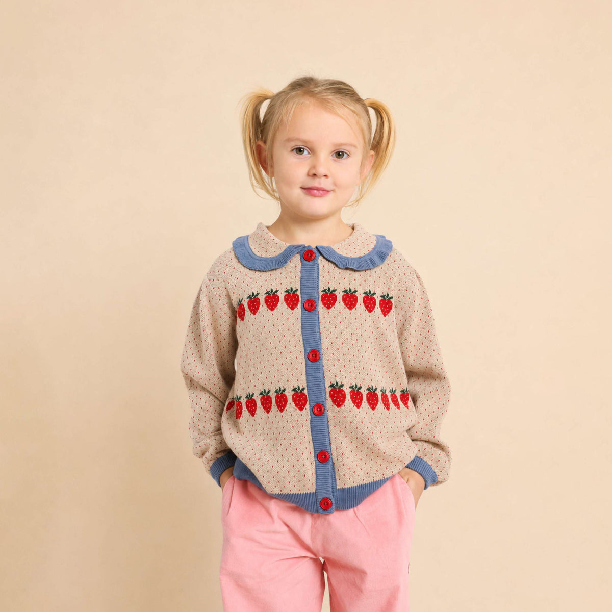 Flöss-Girl Louise Cardigan Warm Cotton Berry
