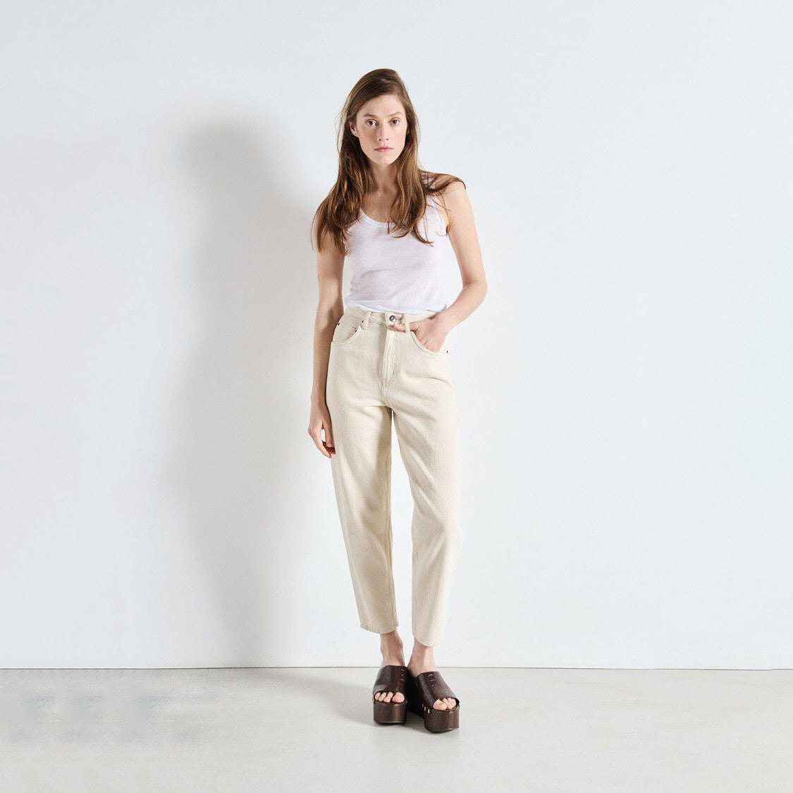 American Vintage-Women Debardeur Ajuste Col Rond Massachusetts Blanc