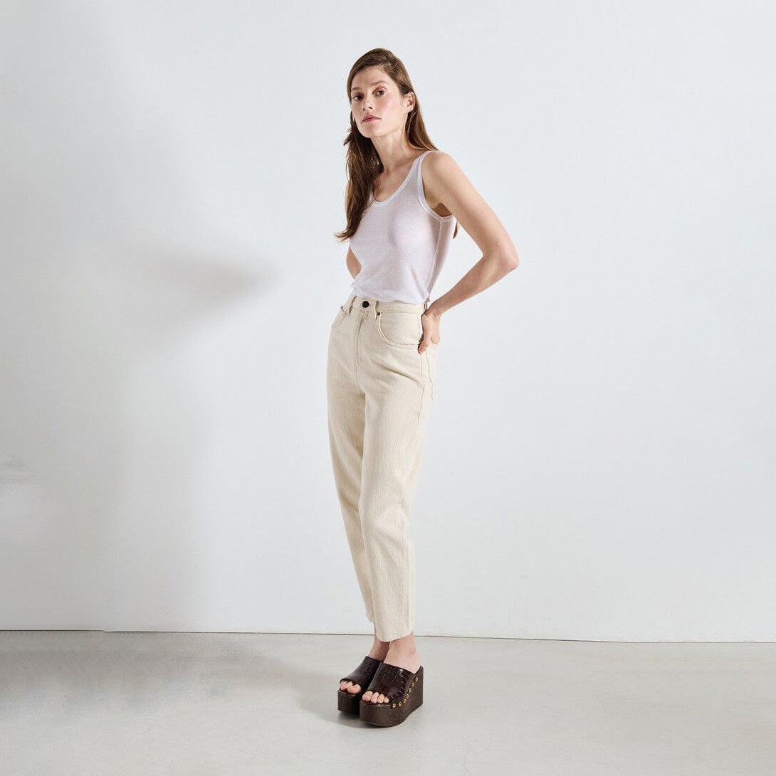 American Vintage-Women Debardeur Ajuste Col Rond Massachusetts Blanc