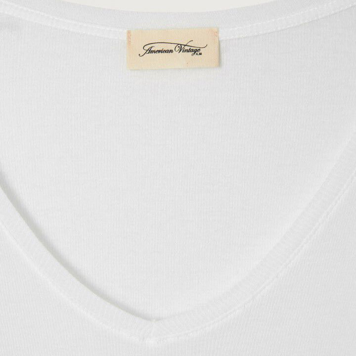 American Vintage-Women T-Shirt Ajuste ML Col V Massachusetts Blanc