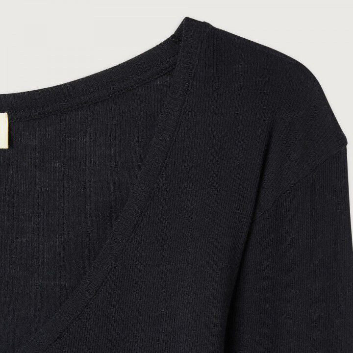 American Vintage-Women T-Shirt Ajuste ML Col V Massachusetts Noir