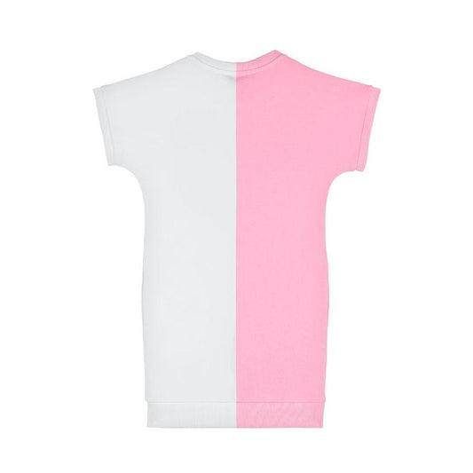SS DRESS COLOR BLOCK AND BEAR DETAIL-PINK
