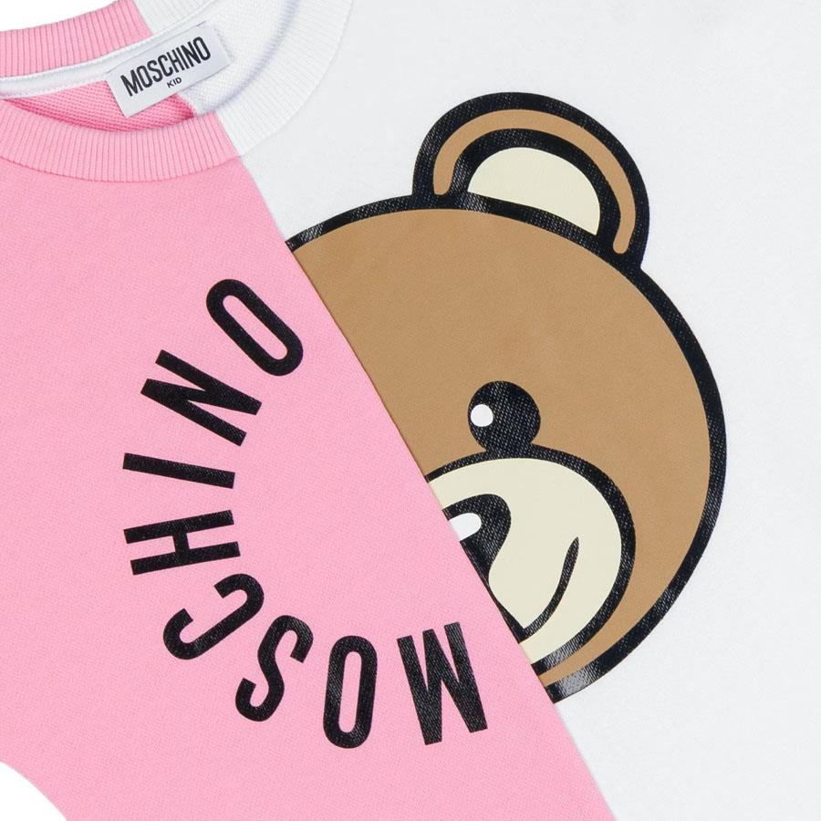 SS DRESS COLOR BLOCK AND BEAR DETAIL-PINK